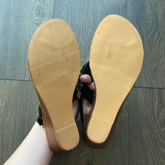 Yellow Box Embellished Wedge Sandals - Picture 8 of 8